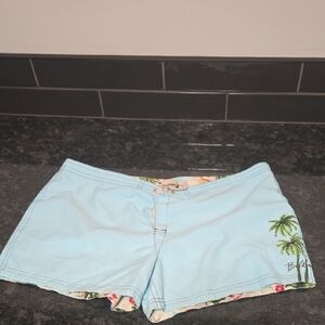 Light Blue Women's Shorts with Palm Tree Design Billabong Size 11
